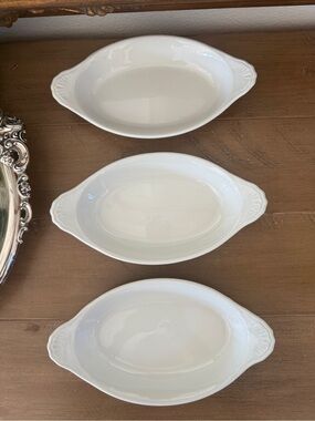 Hall China 528 Set of 3 Oval Au Gratin Baking Dishes 9.5” Brown USA VTG